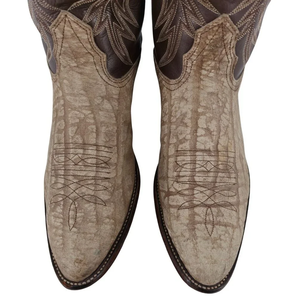 Nocona Cape Buffalo Cowboy Boots Mens size 10D Brown Tan Exotic Leather Western - Picture 13 of 16